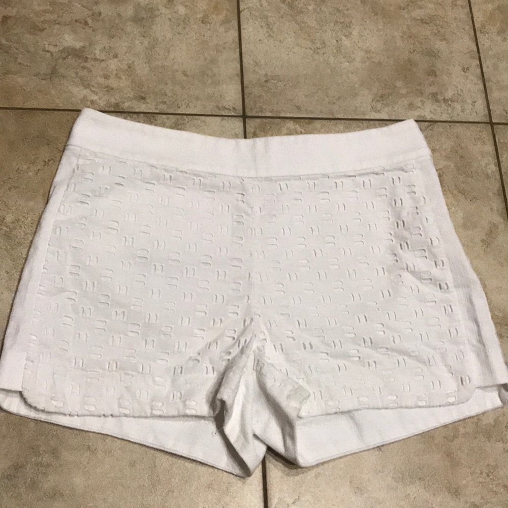 High Waisted J Crew 8 White Pattern Shorts